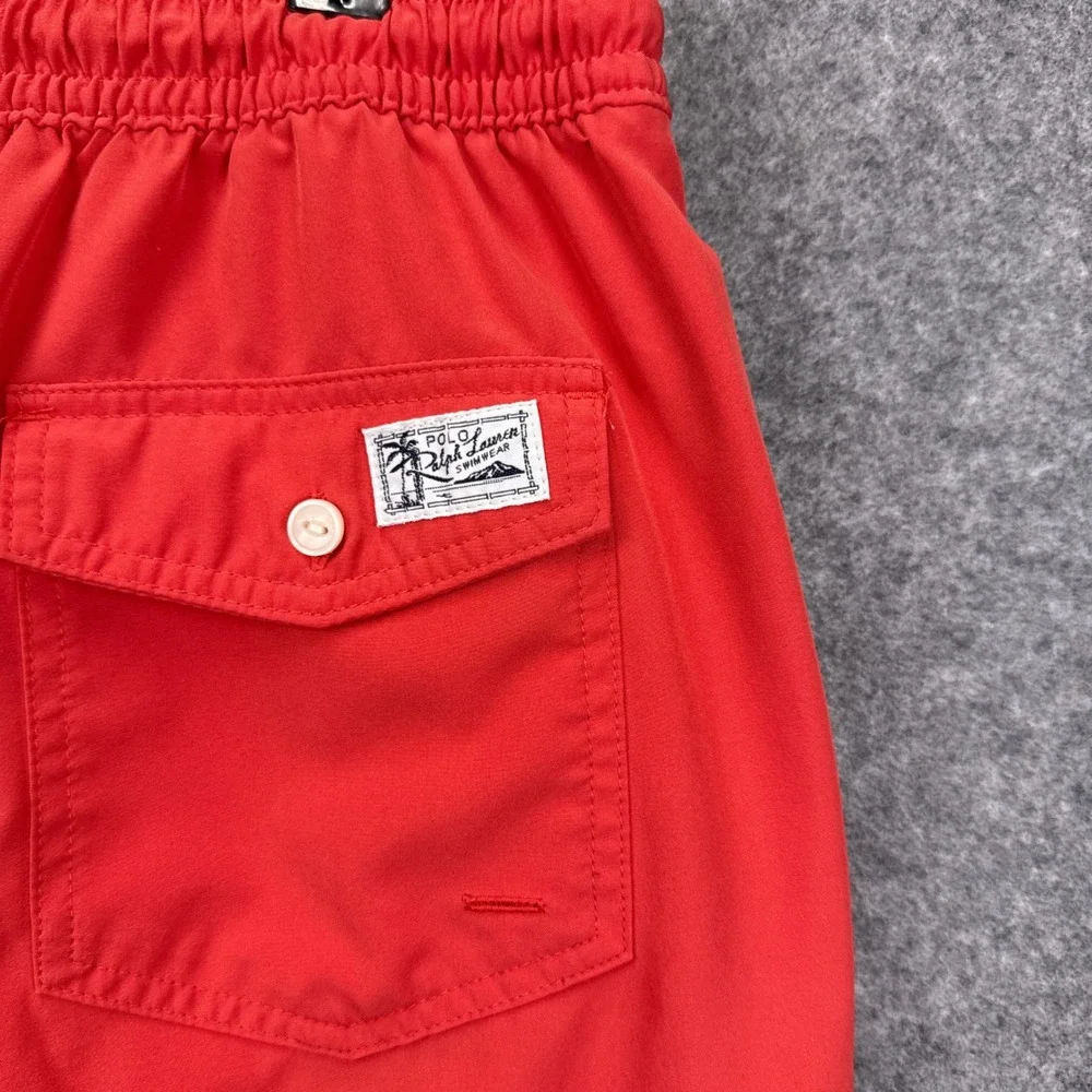 Polo Ralph Lauren Mens Red Traveler Swim Trunks Embroidered Pony Logo Size Large